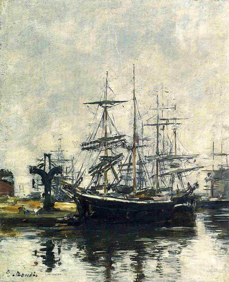 Le Havre, Sailboats at Dock, Basin de la Barre - 尤金·布丹